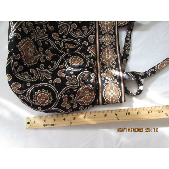 Vera Bradley medium sized purse bag black, tan zipper closure - Picture 5 of 6